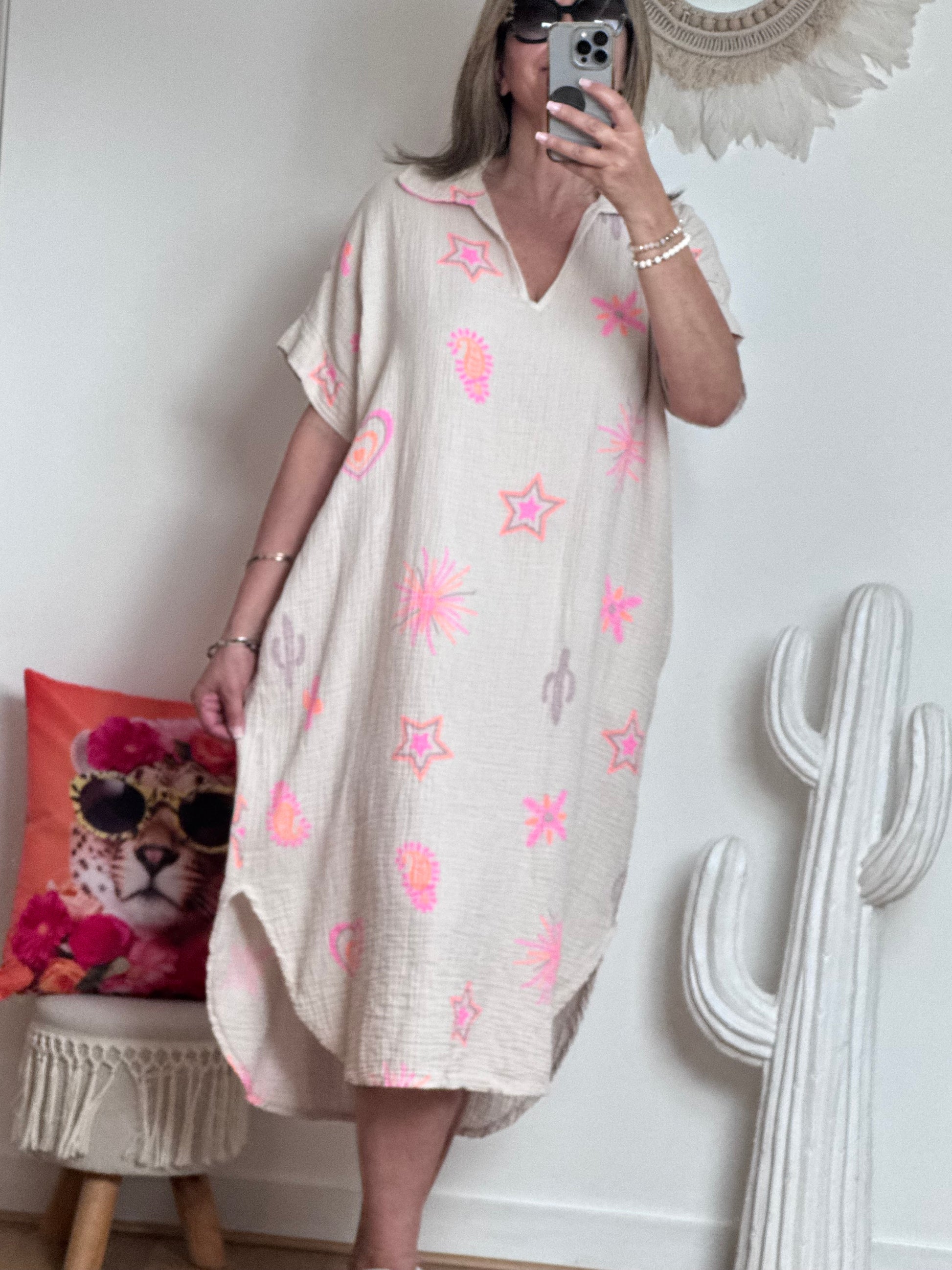 Robe gaze de coton beige
