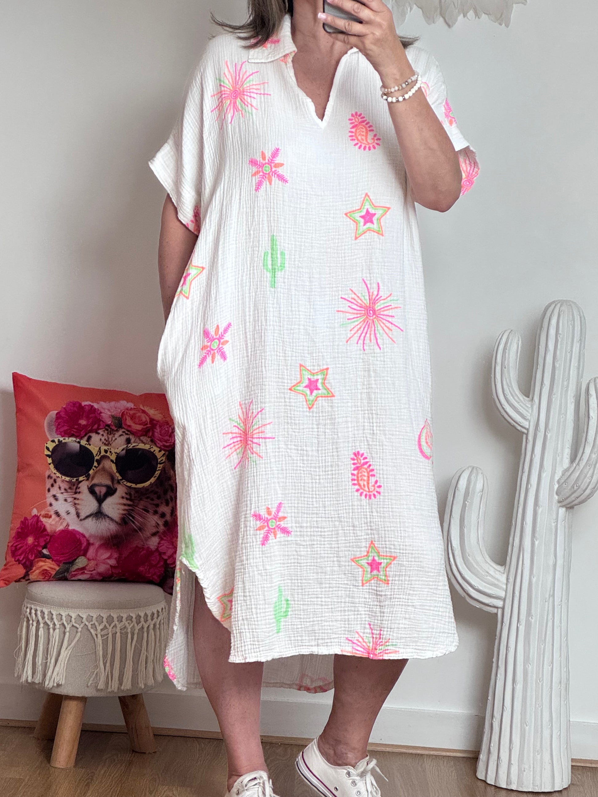 Robe gaze de coton blanche