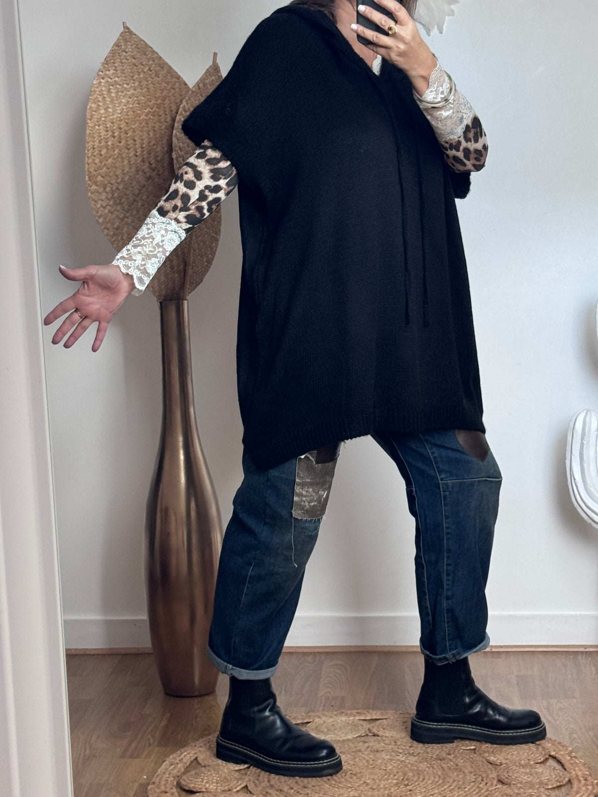 Pull oversize noir