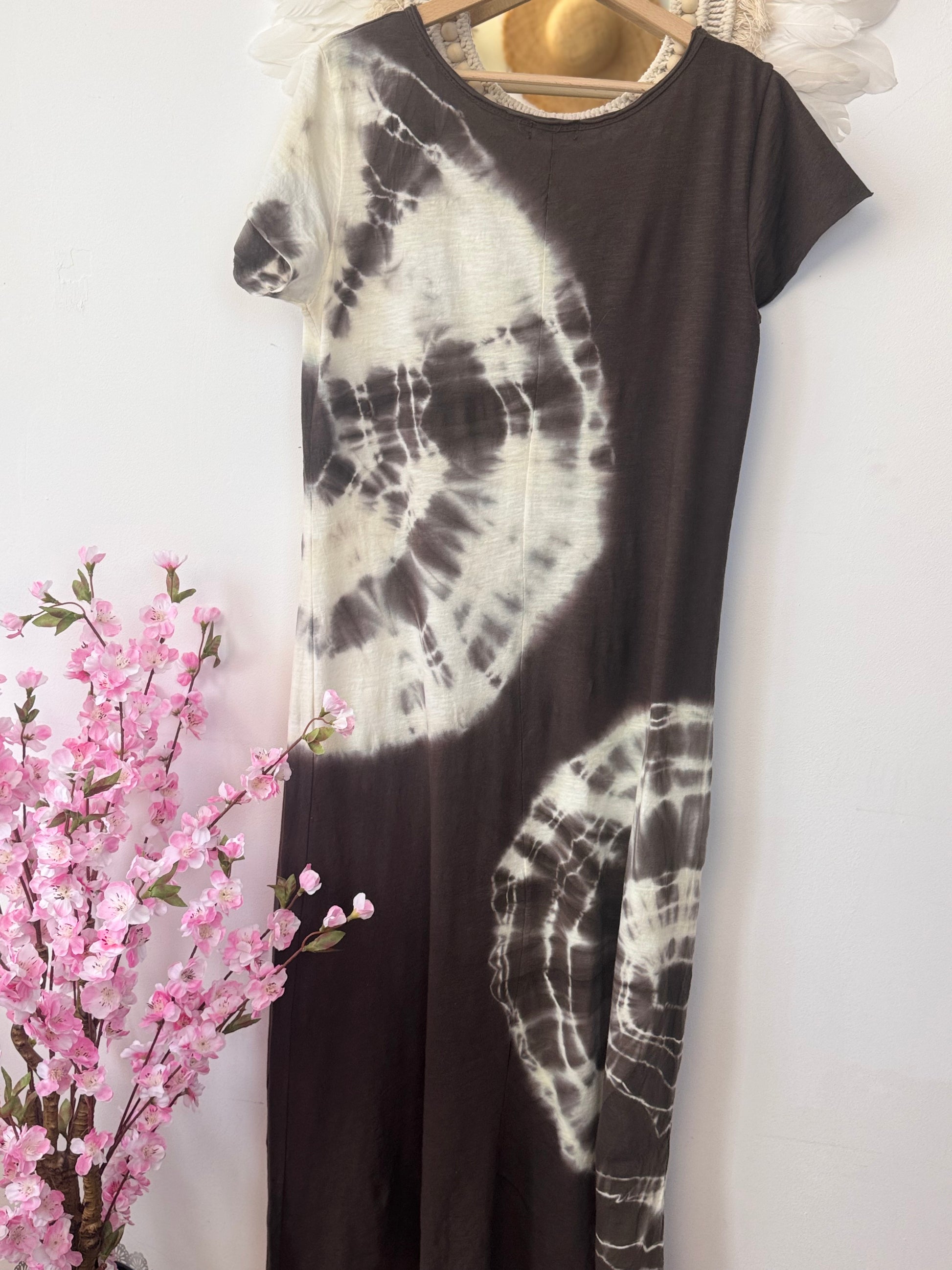 Robe teeshirt tie and dye marron