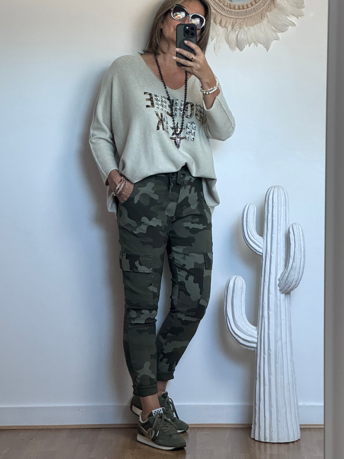 Pantalon confort camouflage kaki