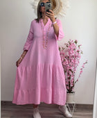 Robe longue gaz de coton rose bonbon