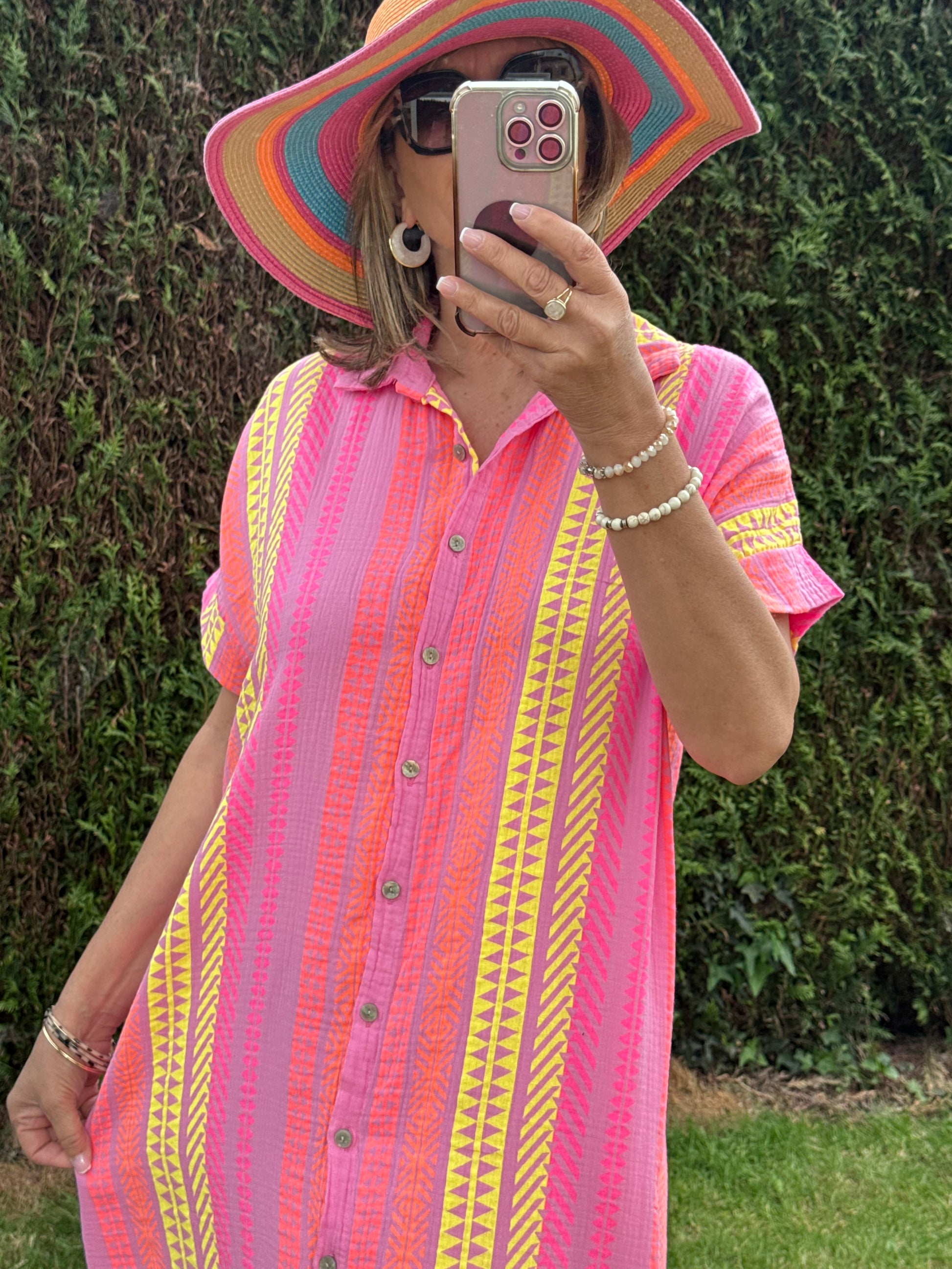 Robe gaze de coton fond Lila