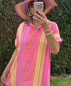 Robe gaze de coton fond Lila