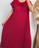 Robe longue plissée rouge strass TU 42/50