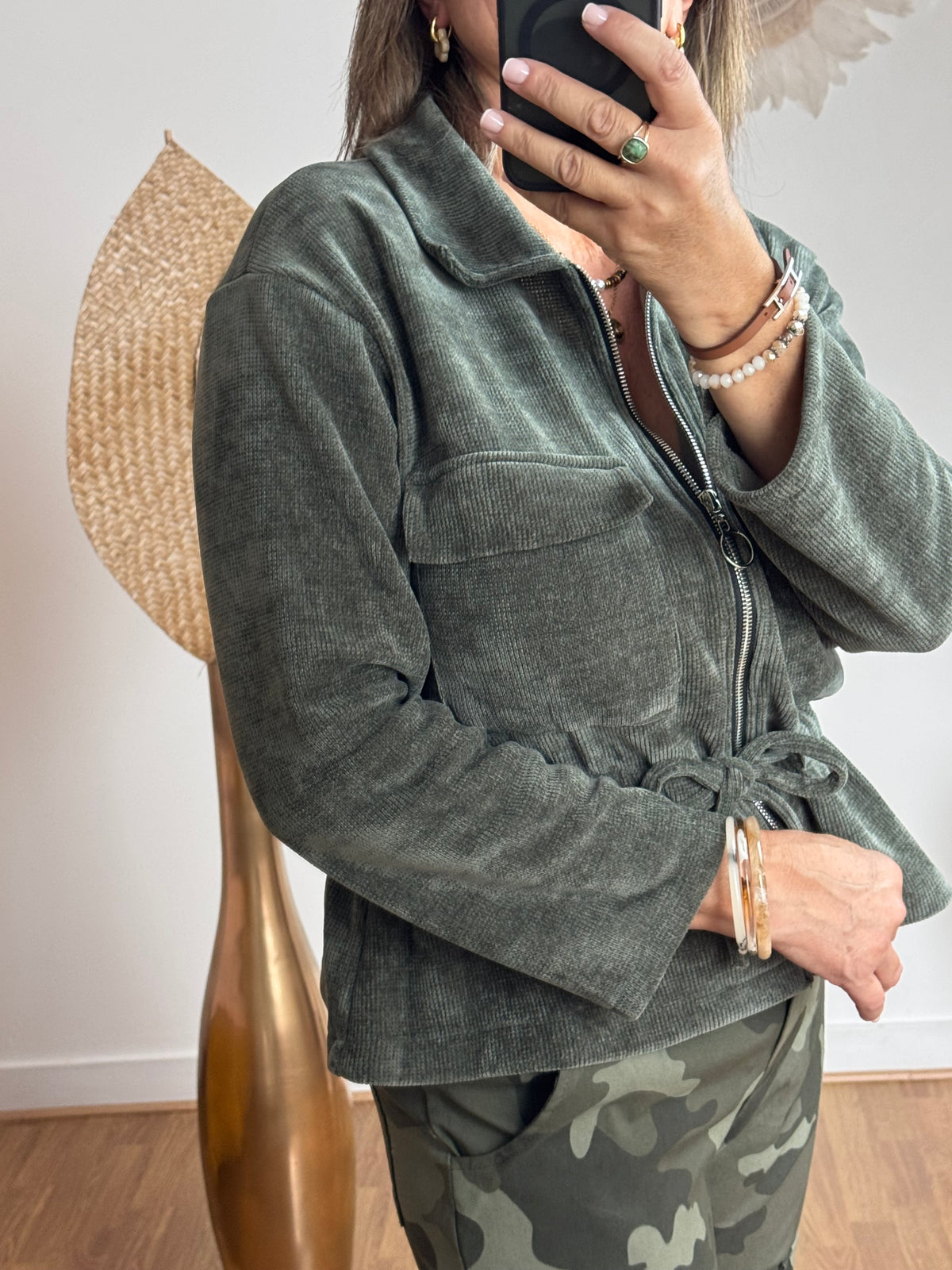 Veste velours milleraies kaki