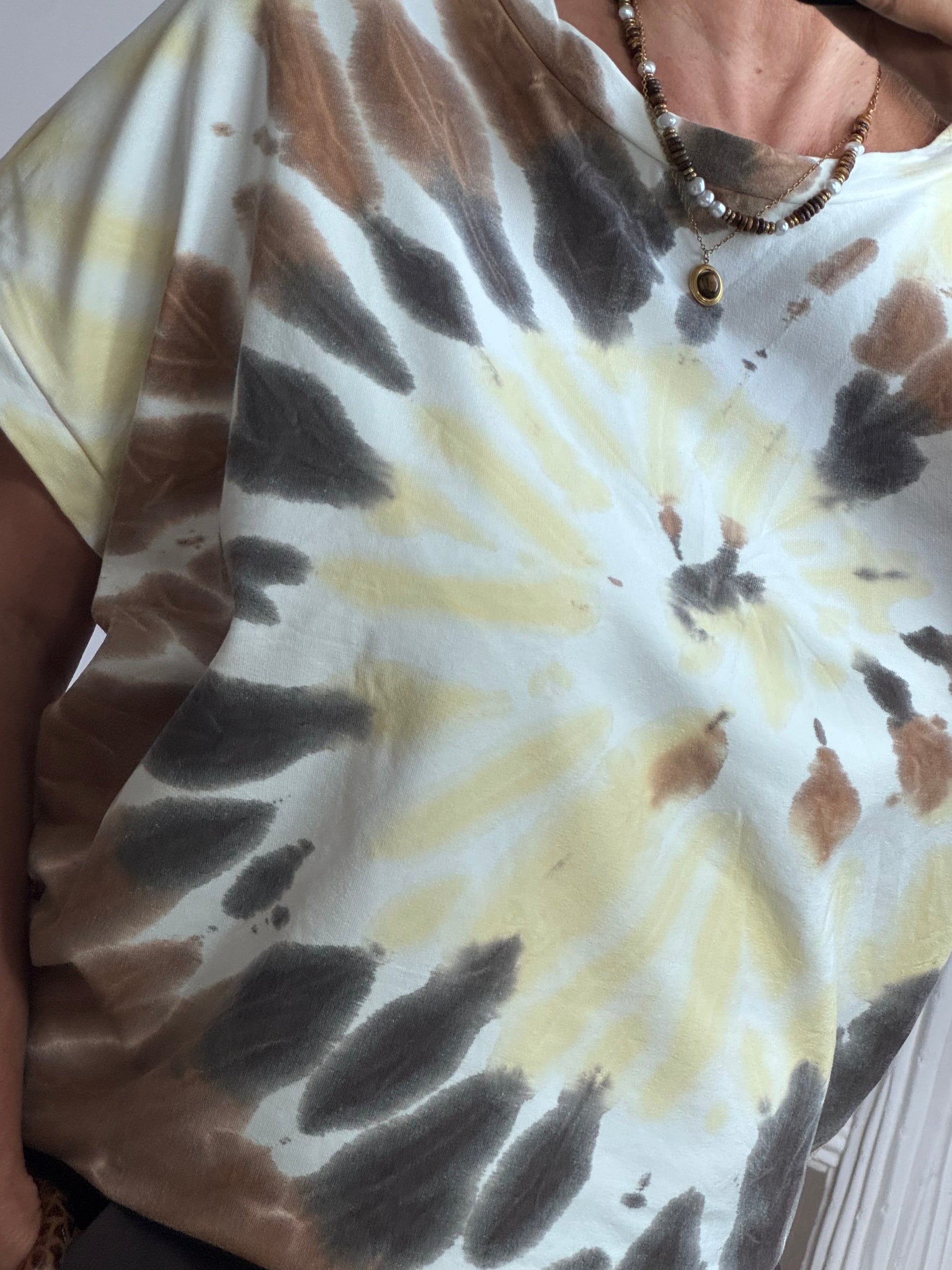 Sweat tie and die jaune /marron