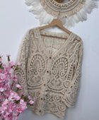 Gilet long crochet beige TU 38/44