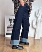 Jean revers wide leg bleu brut