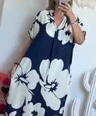 Robe floral marine/blanc TU 40/48