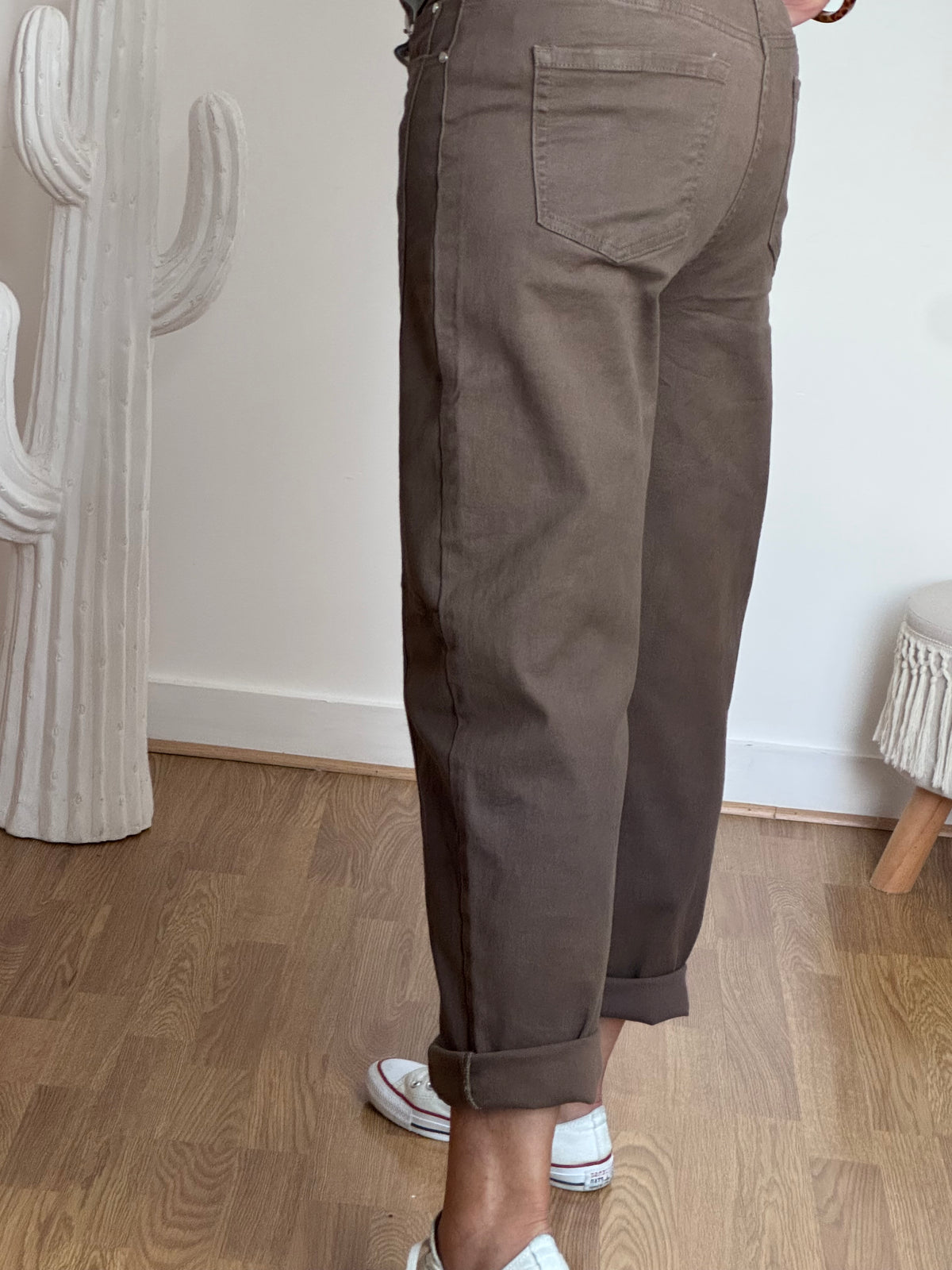 Jeans barrel taupe