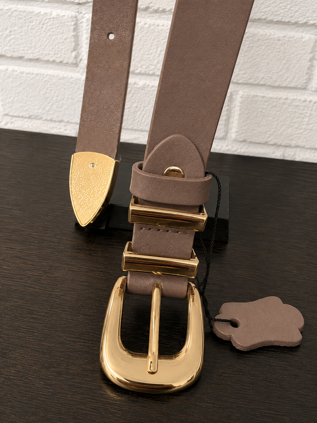 Ceinture cuir véritable taupe