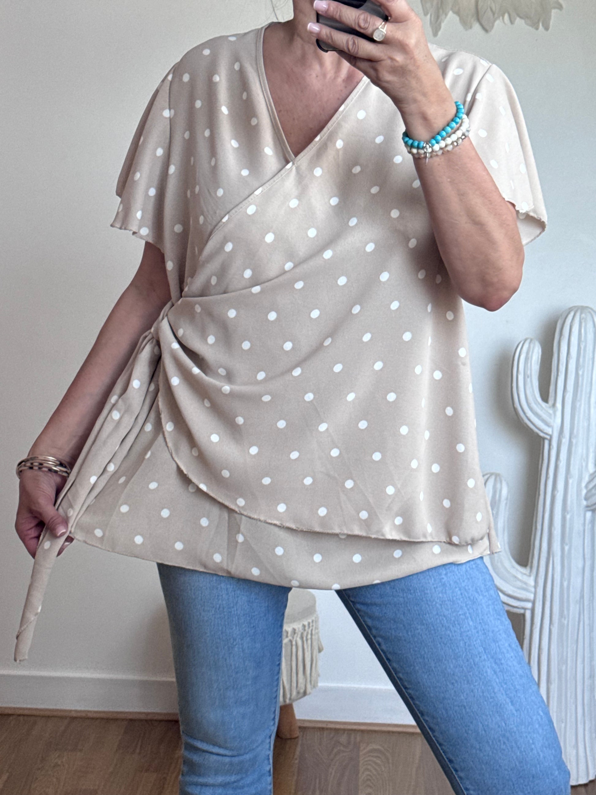 Blouse pois beige TU 44/50