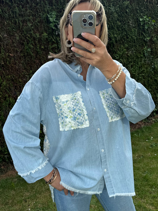 Chemise jeans brodée