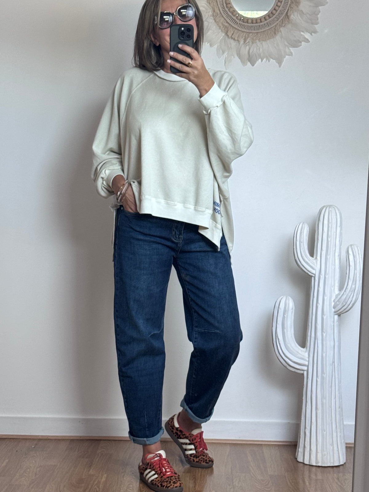 Jean barrel bleu denim
