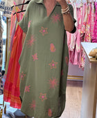 Robe gaze de coton kaki