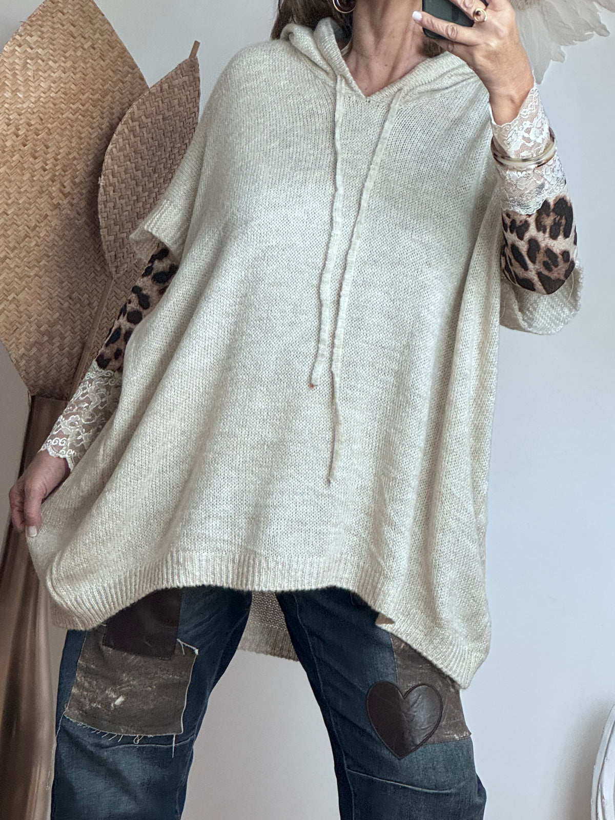 Pull oversize crème