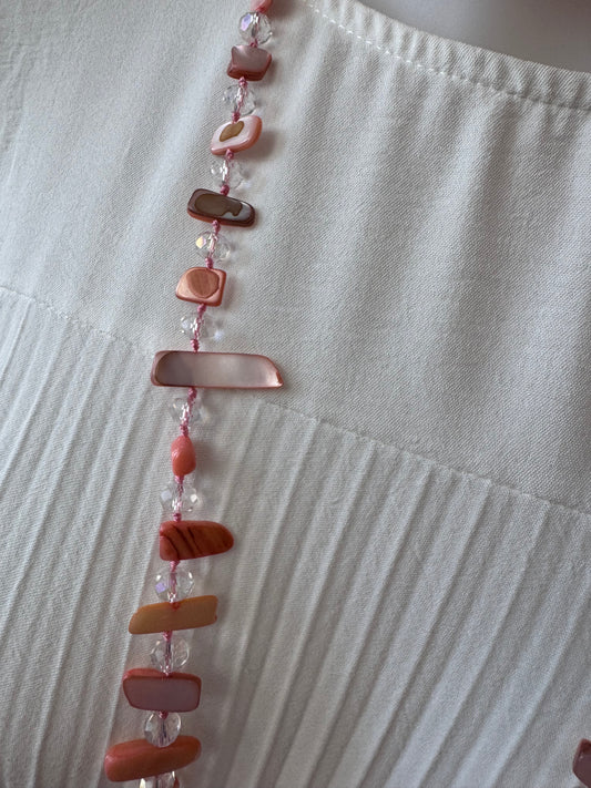 Collier perles roses et pêches
