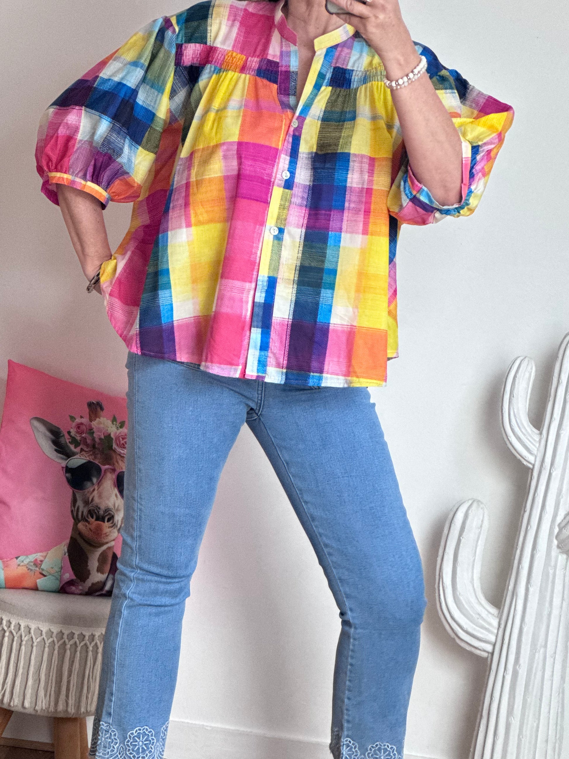 Chemise carreaux multicolore