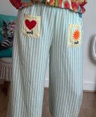 Pantalon rayures verts