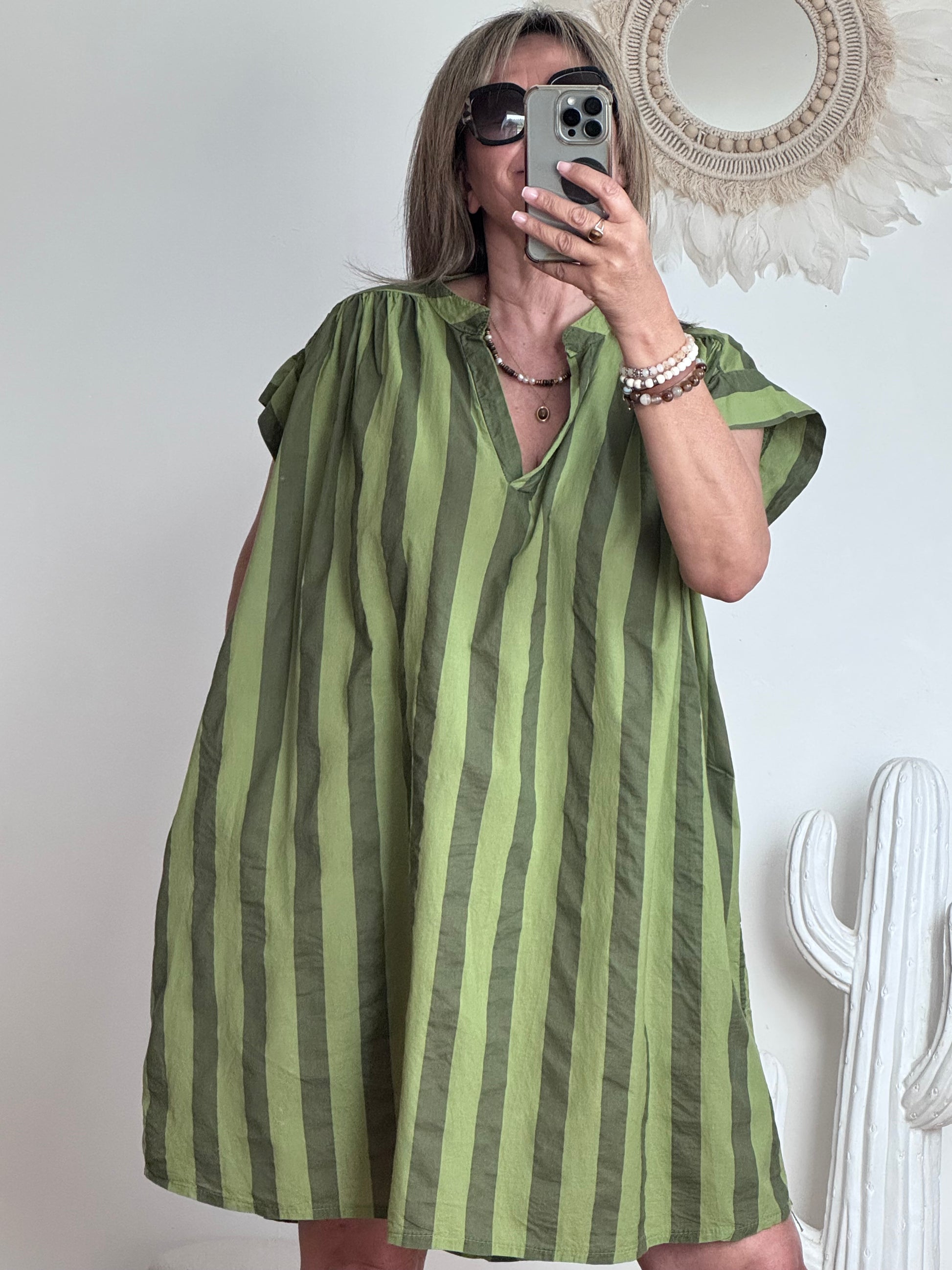 Robe rayée vert TU 42/50