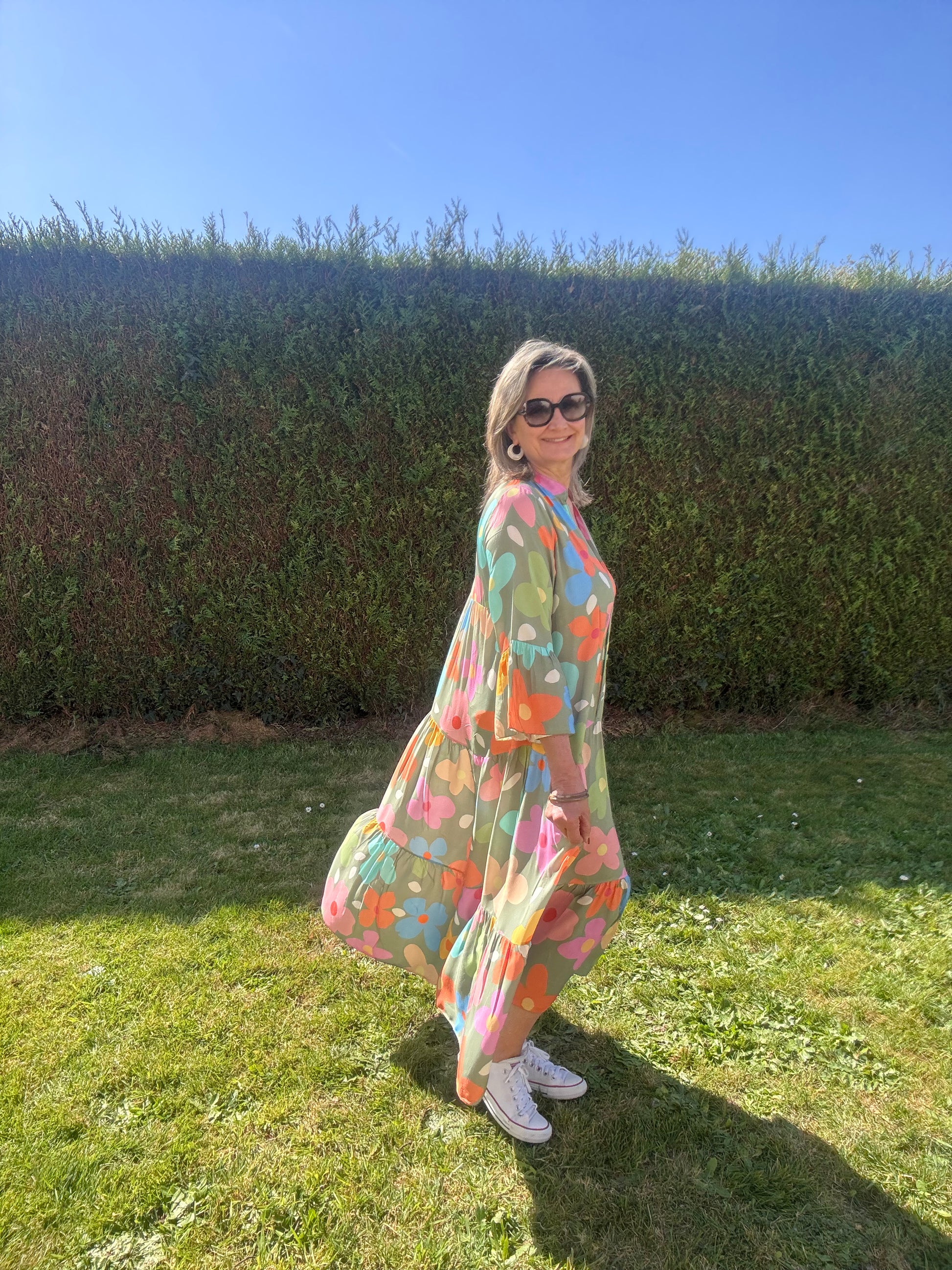 Robe kaki Floral multicolore