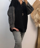 Pull noir manches jeans TU 44/50