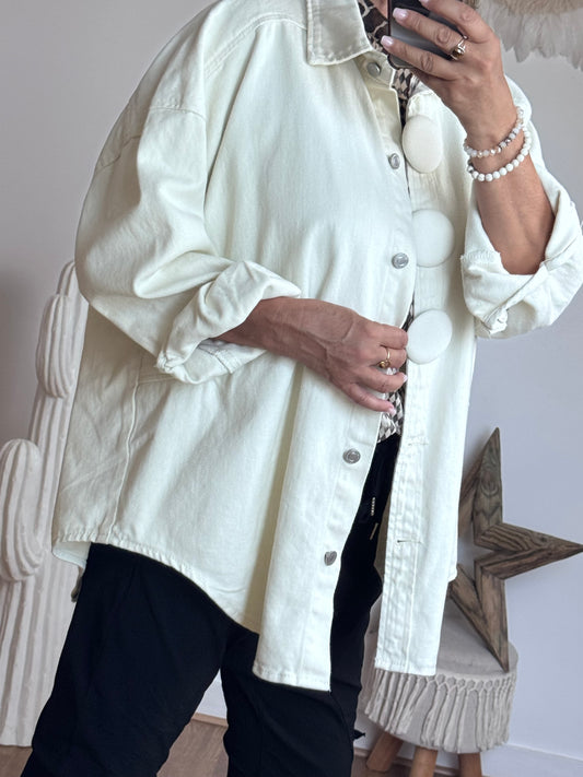 Veste jeans oversize crème