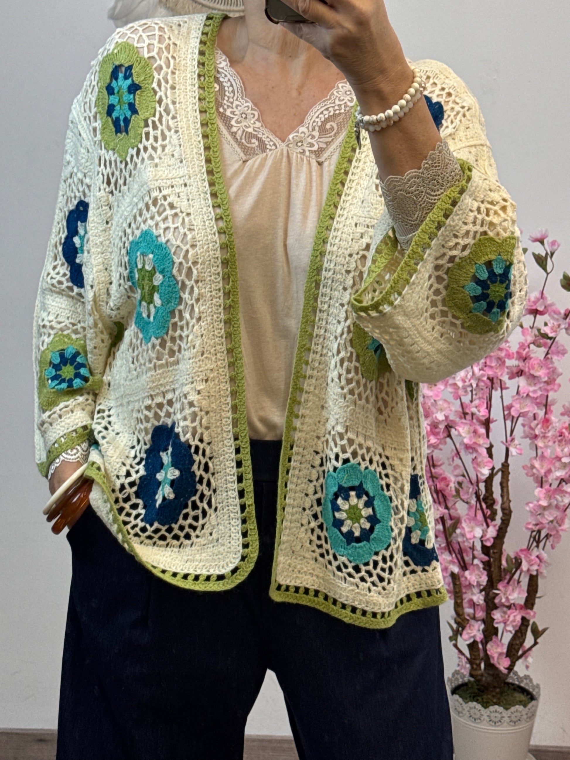 Gilet bohème fleurs TU 42/48