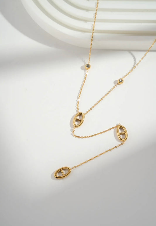 Collier Doré Motif
Ovale Pierres