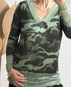Top dentelle camouflage kaki