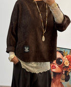 Sweat velours côtelé marron