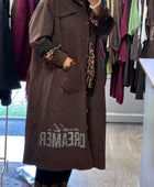 Veste longue suédine marron