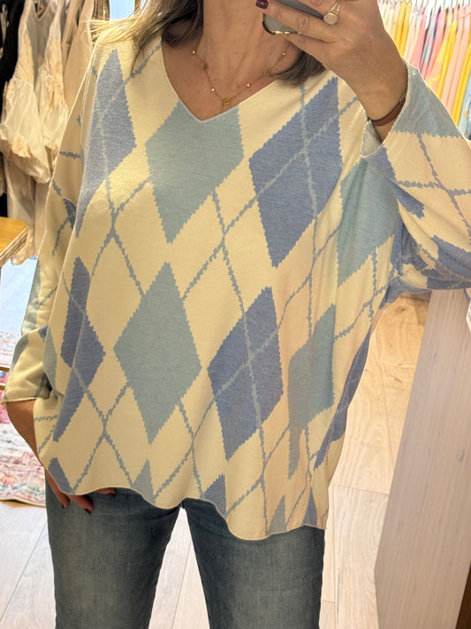 Pull jacquard bleu TU 44/50