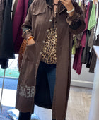 Veste longue suédine marron