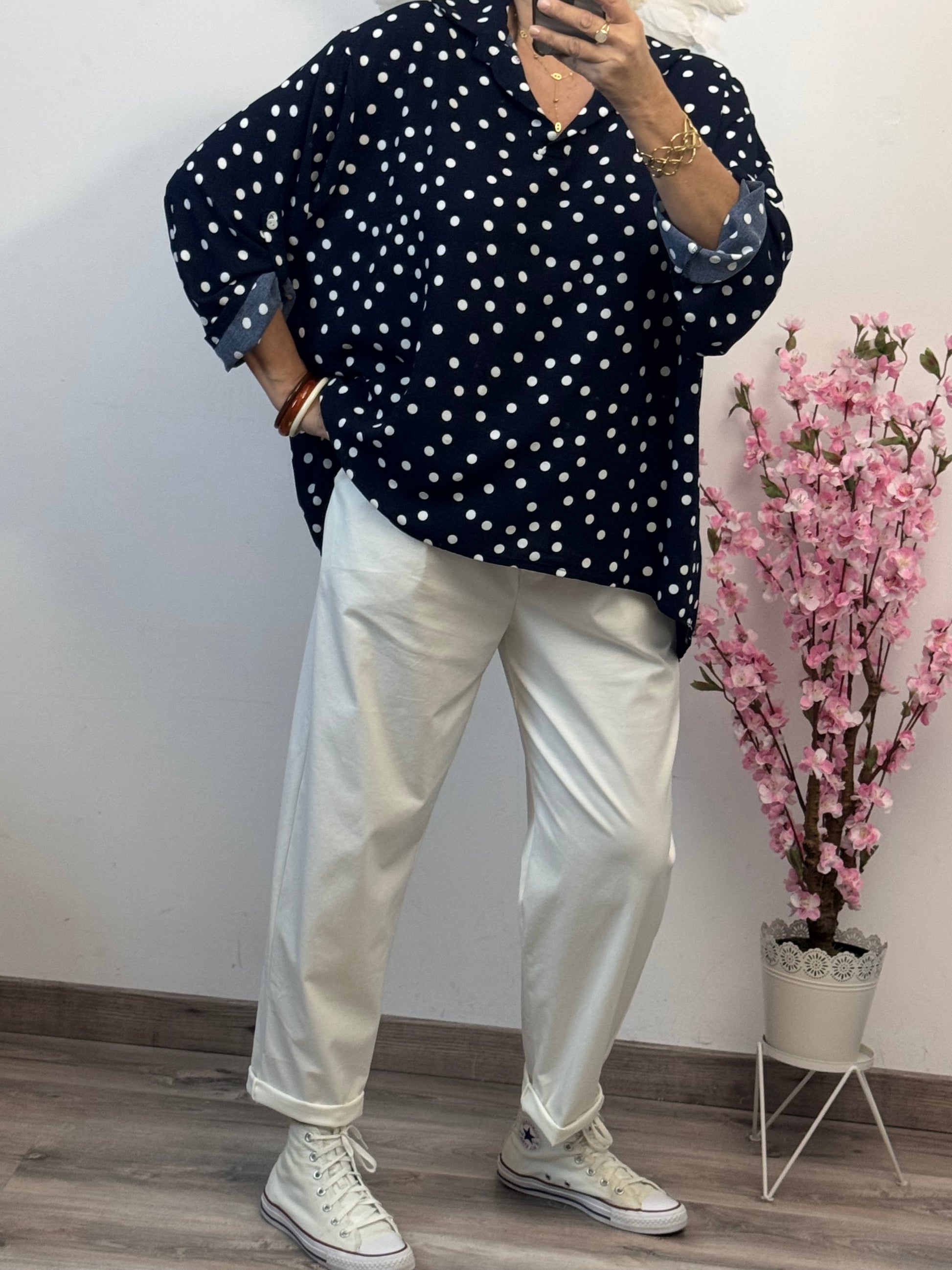 Blouse pois marine TU 42/50