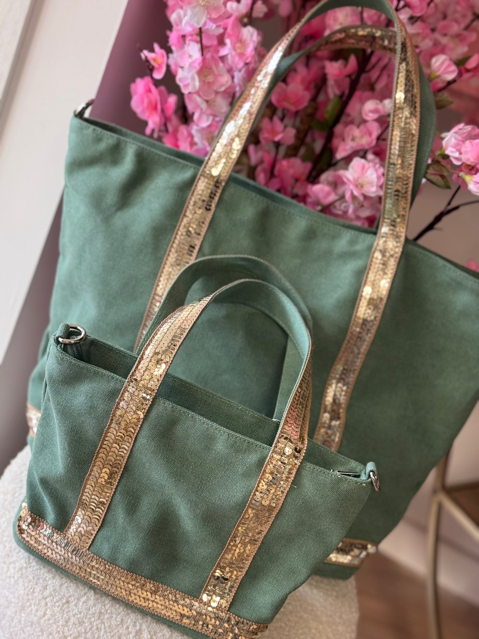Sac vanes toile verte (grand modèle)