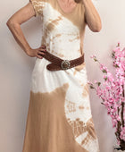 Robe longue teeshirt tie and dye beige