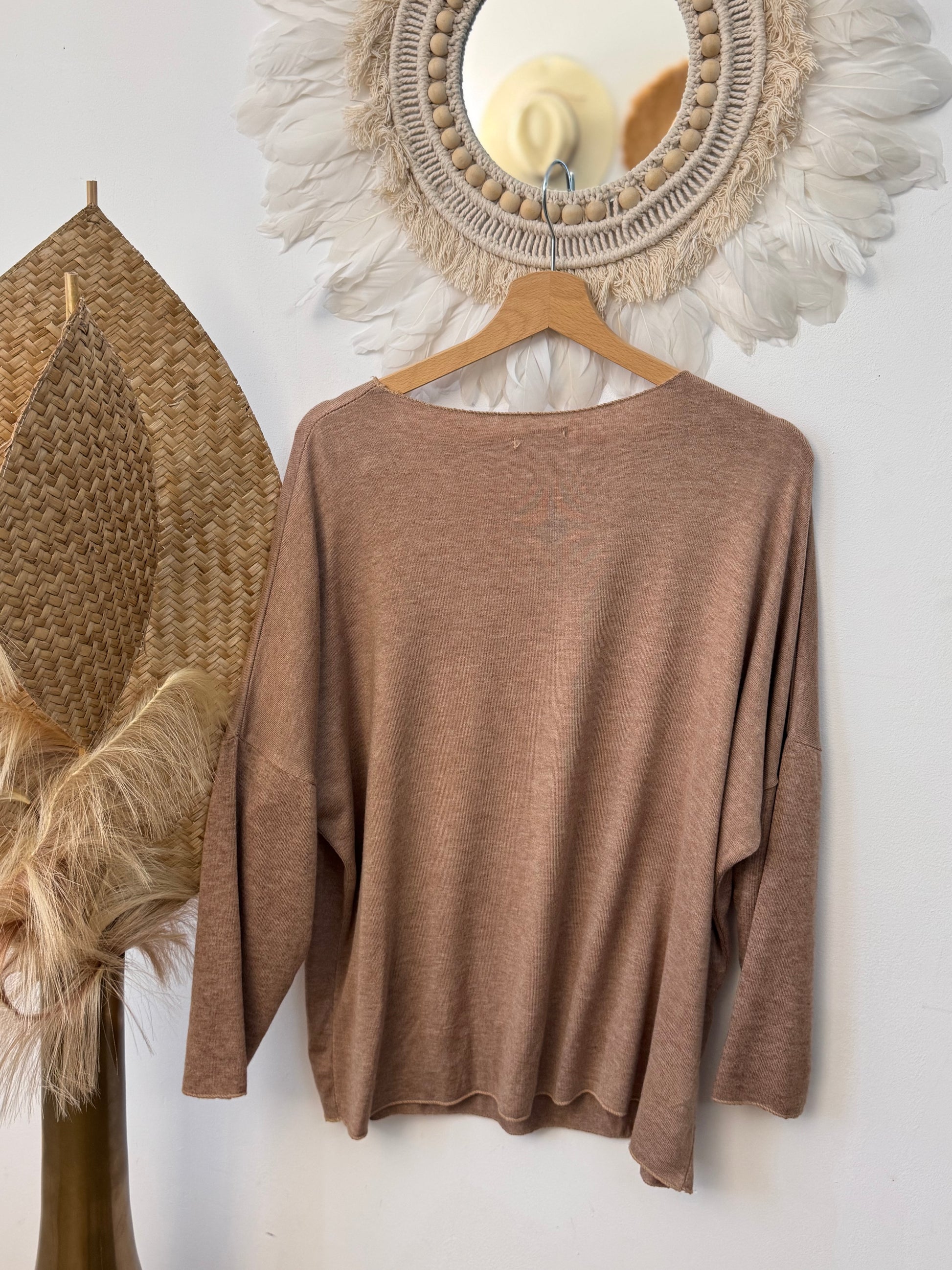Pull Bisous marron clair