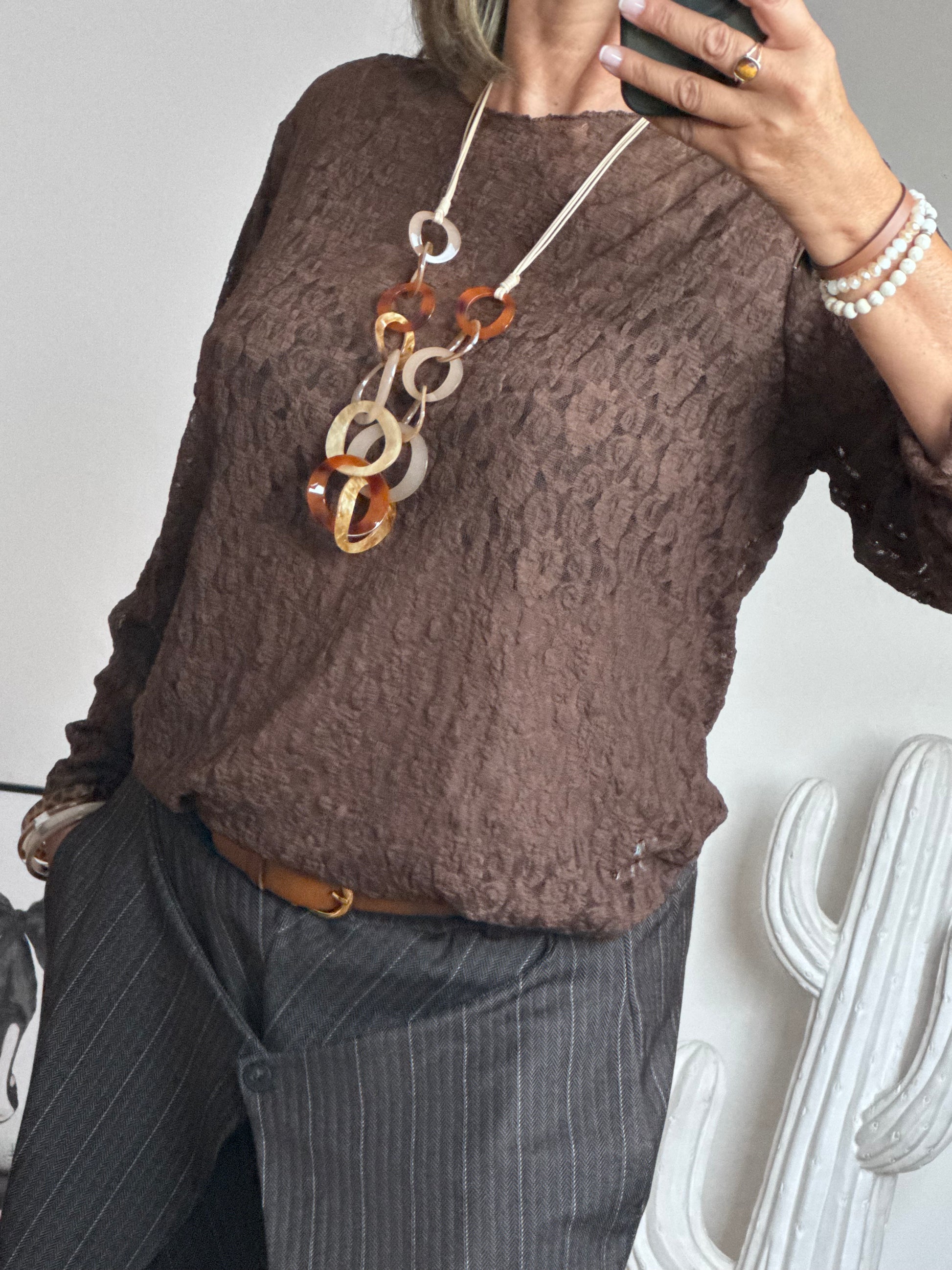 Top dentelle marron TU 40/48