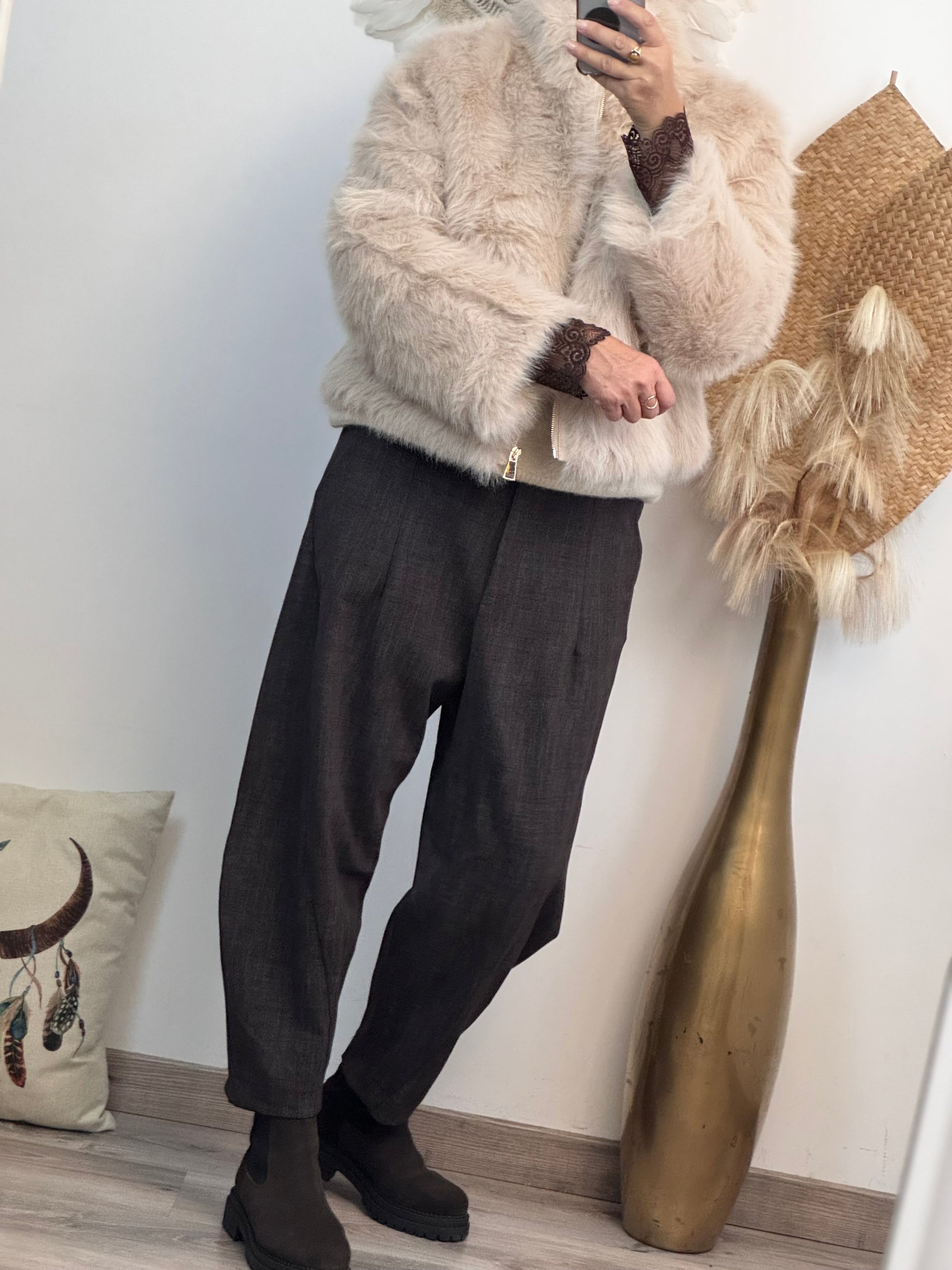 Pantalon marron chiné