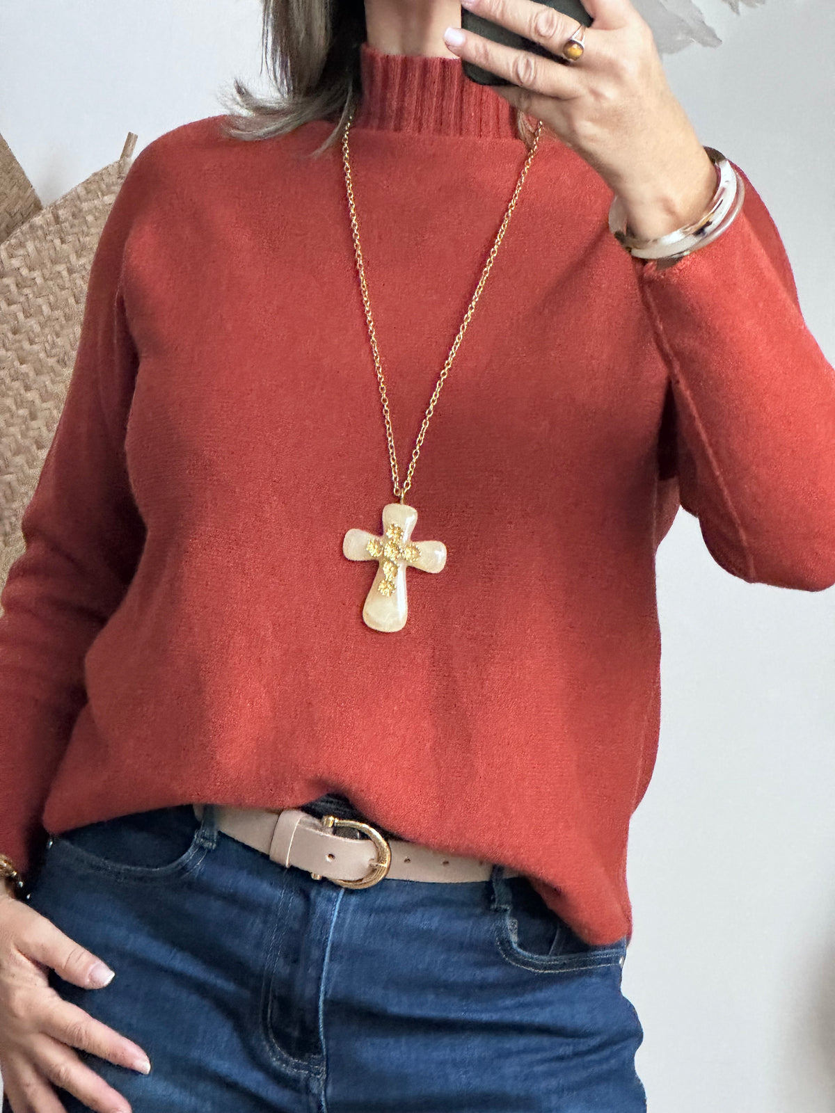 Pull maille col cheminé