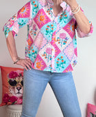 Blouse damier pastel