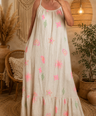 Robe à bretelles assez longue beige