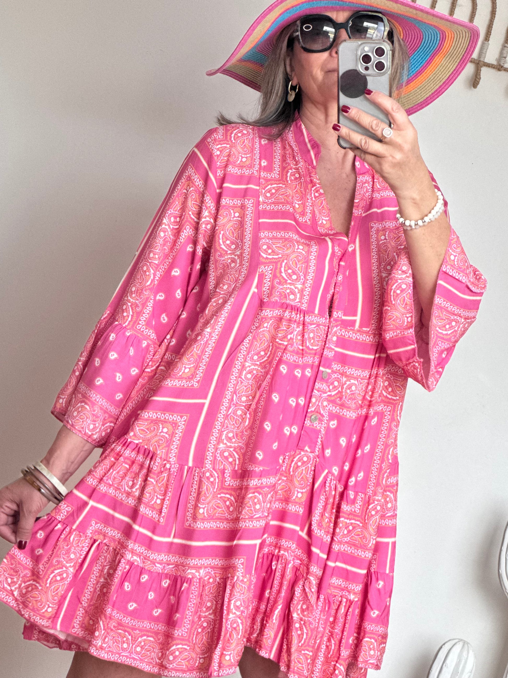 Robe Léa bandana fuchsia