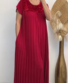 Robe longue plissée rouge strass TU 42/50