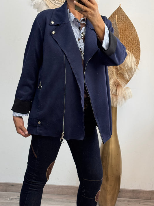 Blouson perfecto suédine marine TU 46/52