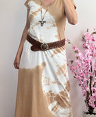 Robe longue teeshirt tie and dye beige