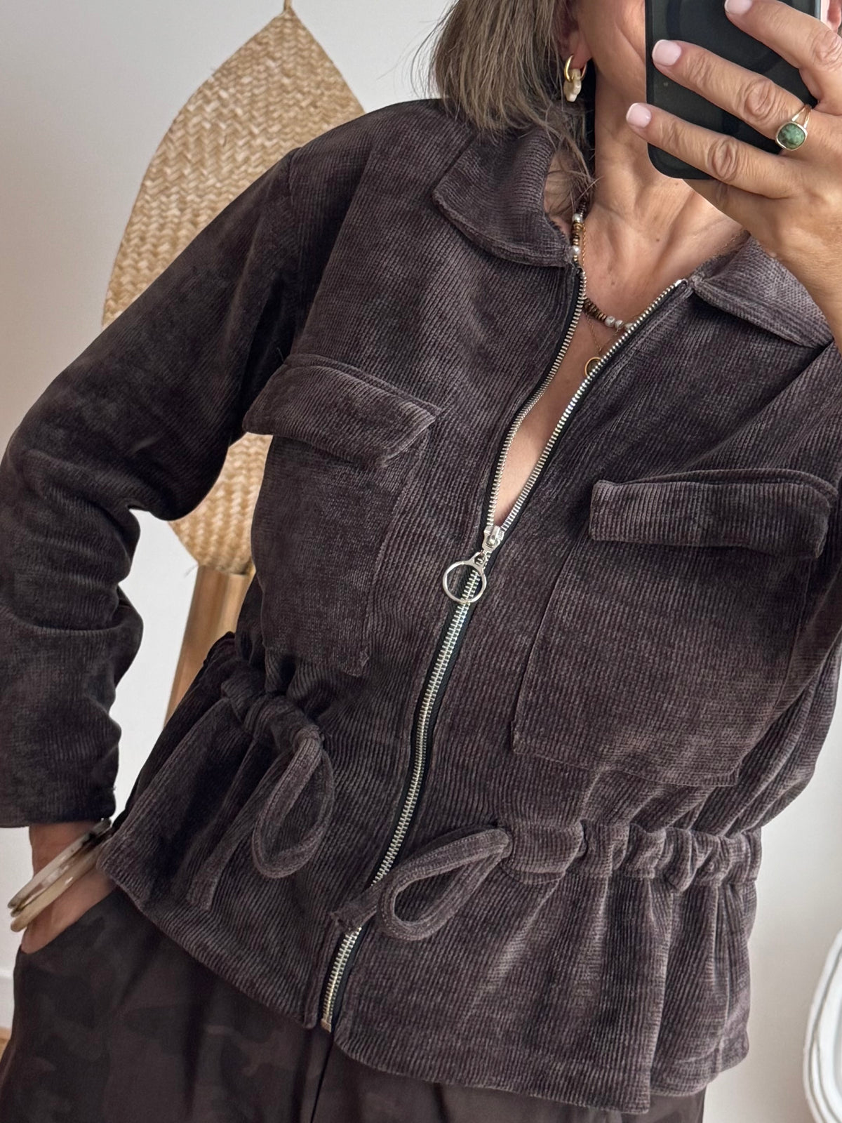 Veste velours milleraie marron