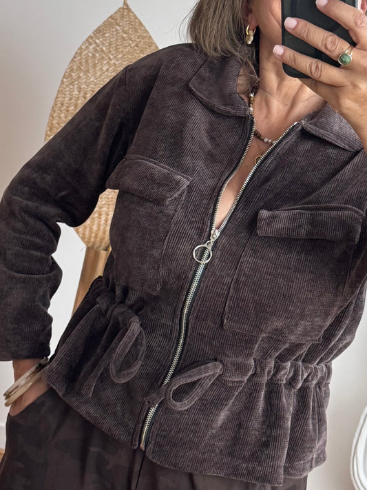 Veste velours milleraie marron